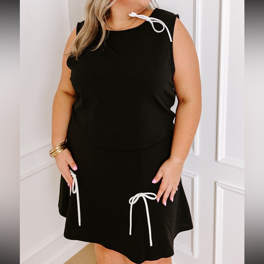 Impressions Black Mini Skirt with White Ties